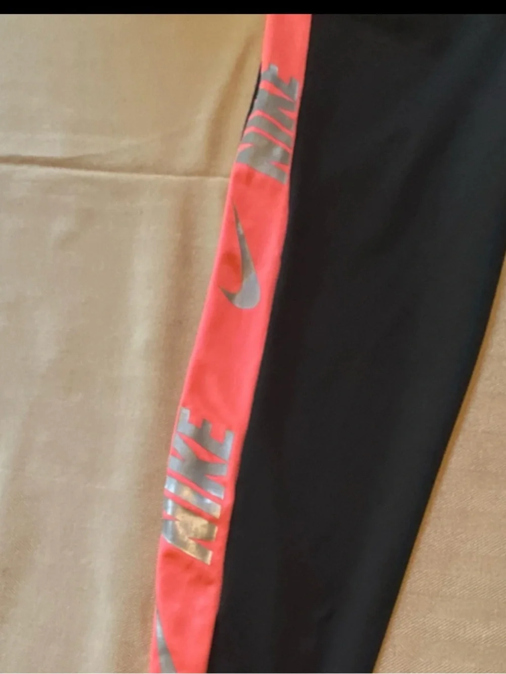 Nike Black‎ Leggings with Pink Side Panels and Silver Logos